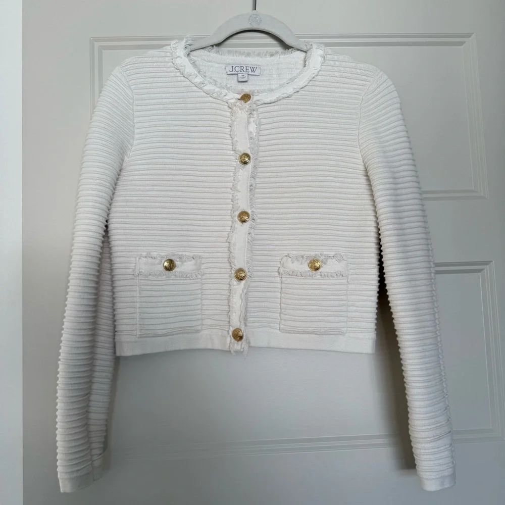J.Crew Emilie Sweater Lady Jacket in Textured Cotton Blend - Picture 3 of 8